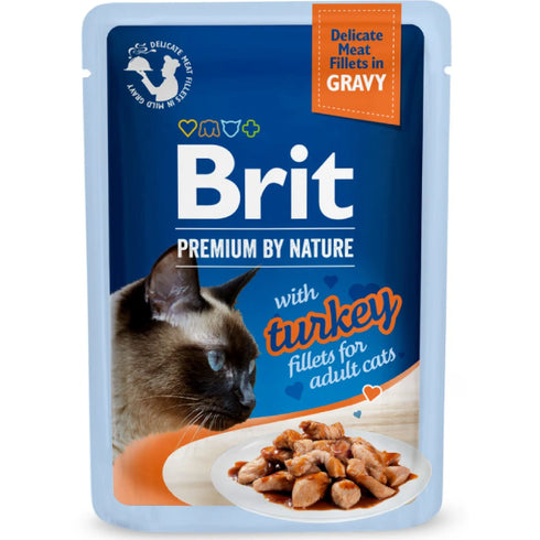 Hrana umeda pentru pisici Brit Premium Delicate Fileuri de curcan in sos 85g